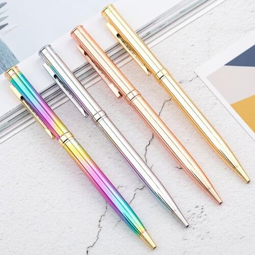 Ellen Brook 1PCS Creative Multicolor Ballpoint Pen Business Metal Office Rotate Pens School Stationery Office Supplies