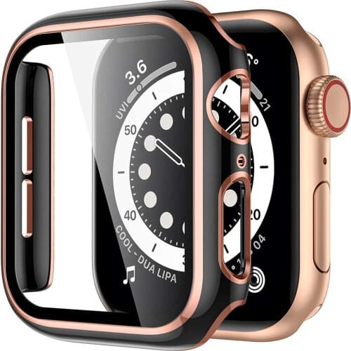 Compatible with Apple Watch Case 38/40/42/44mm, Full Coverage Black Bumper Protective Case Screen Protector for iWatch Series