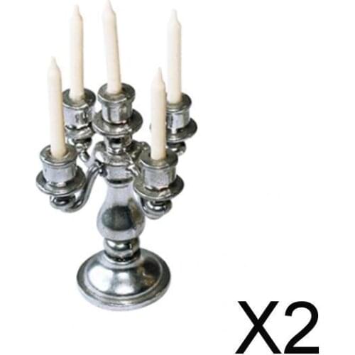 2x1:12 Scale Dollhouse Candle for BJD Room Handmade Decor Parts Silver