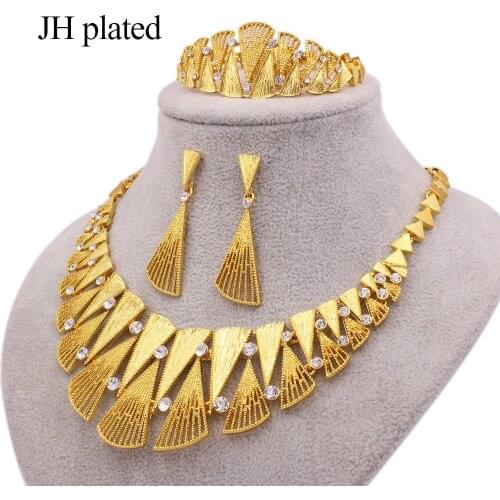 Jewelry sets 24K gold color Dubai luxury for women African wedding gifts bridal bracelet necklace earrings ring jewellery set
