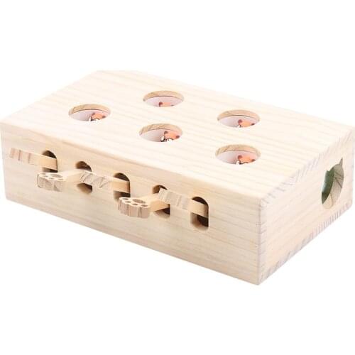 Funny Wooden Cat Hunt Toy Maze Pet Hit Hamster Catch Bite Interactive Toys With 3/5-holed Mouse Hole Pet Supplies For Cats