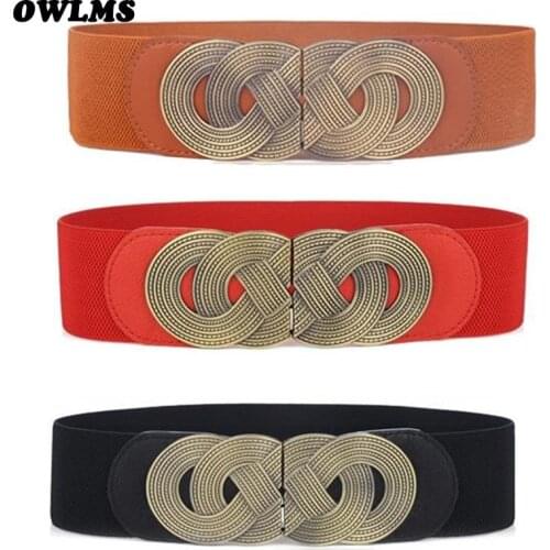 Lady Belts Luxury Wide Elastic Cummerbunds For Women Dress decorate Belts Vintage buckle womens trendy design coat waist belt