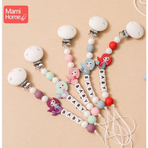 1PC Mermaid silicone letters pacifier luxury custom pacifier baby nibbler BPA Free baby teether Silicone Beads Childrens Goods