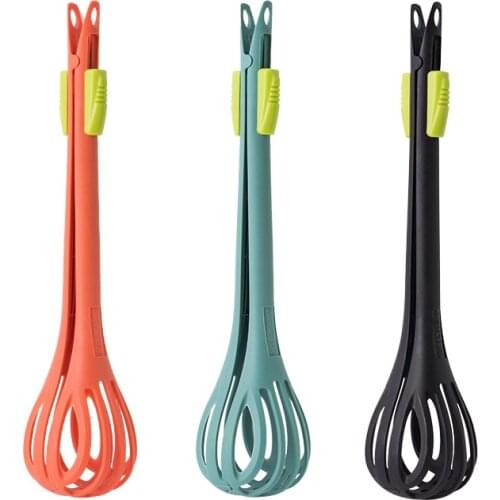 1Pc Multi-Function 3-Color Whisk Manual Egg Beater Nylon Food Tongs Noodle Salad Bread Clips Mixer Kitchen Baking Accessories