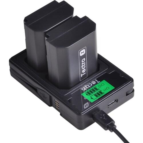 2pc 2280mAh NP-FZ100 NPFZ100 NP FZ100 Battery+Type C Dual Charger for Sony Alpha 9 A9 9R A9R 9S A9S A7RIII A7R3 7RM3 A7m3 BC-QZ1