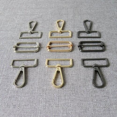 20Sets 38mm Webing Metal Adjuster Swivel Lobster Clasp Bag Handbag Purse Shoulder Strap Belt Clip Buckle Snap Hook DIY Accessory