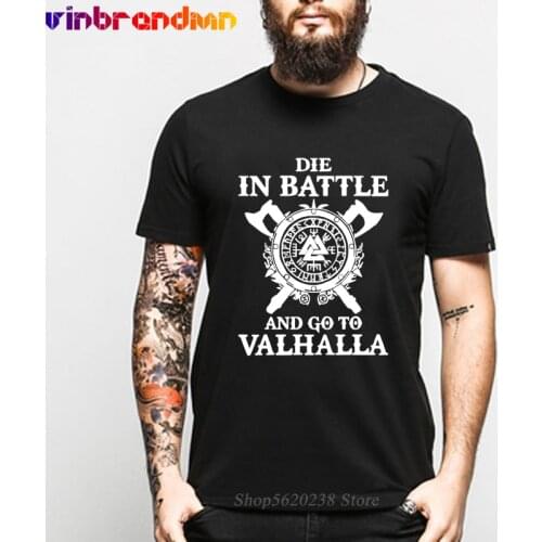 2021 Men Custom Odin Viking Die In Battle And Go To Valhalla Round Neck T shirt Decal Shirts Punk Valkyrie Viking Sweatshirts