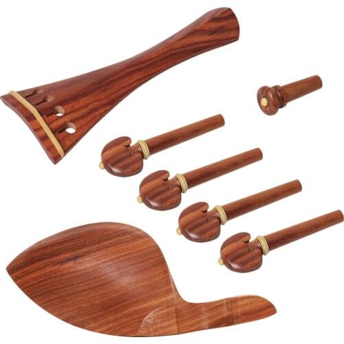 Mahogany Wood 4/4 Violin Parts Accessories Chin Rest & Tuning Pegs & Tailpiece & End Pin