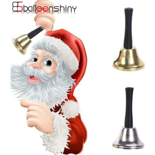 BalleenShiny Christmas Hand Bell Gold Silver Color New Year Santa Claus Jingle Bells Party Supplies Cristmas Tree Decoration