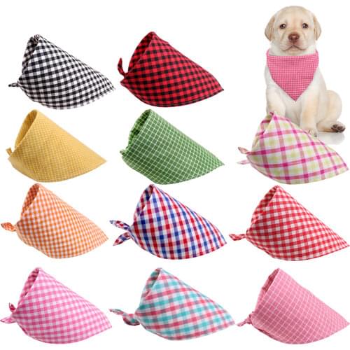 Small Dog Cat Puppy Bandanas Cotton Plaid Pet Bandana Scarf Bow tie Collar Cat Small Middle Large Dog Grooming Products Dog Bibs