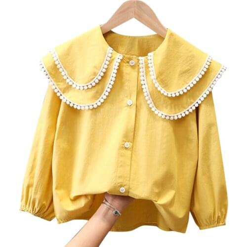 Girls White Blouse Solid Color Girls Blouse Casual Blouses Childrens For Girls Spring Autumn School Uniform For Girls