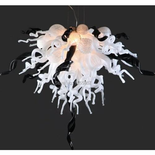 Free Shipping Hotel home art Decor blown glass indoor Chandelier lighting Modern White Black lights for room