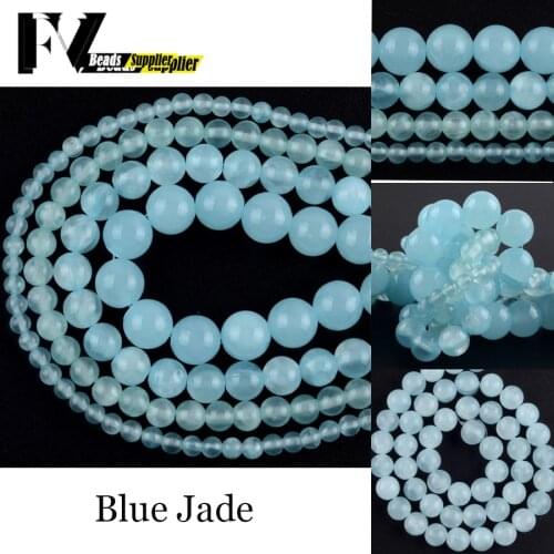 Natural Blue Jades Stone Beads Round Loose Spacer Beads For Jewelry Making Findings Diy Bracelet Necklace Charms 4 6 8 10mm15