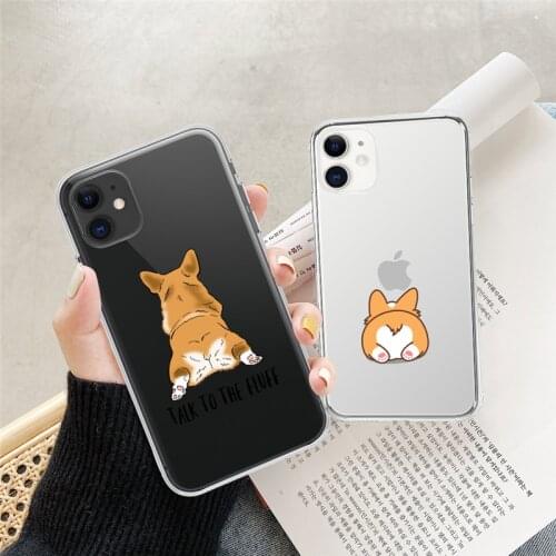 Cute Animal Phone Case For iPhone 12 Pro 11 Pro Max 7 8 Plus 12 Mini X XR XS Max SE 2020 Funny Dog Transparent Soft Back Cover