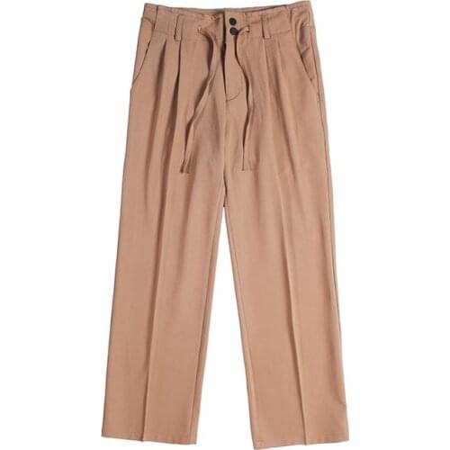 Black/Brown Suit Pants Mens Fashion Society Mens Dress Pants Korean Loose Casual Wide-leg Pants Men Straight Trousers M-2XL