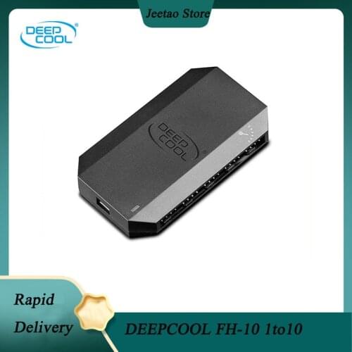DEEPCOOL FH-10 1to10 fan hub 4PIN PWM temperature control fan SATA power supply supports with LED indicator installation sticker