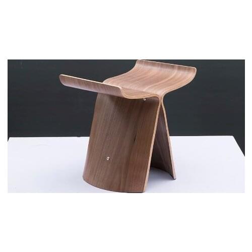 JOYLIVE Wooden Ottoman Shoes Northern Europe Stool Sori Yanagi Style Butterfly Stool Originality Household Multi Color Low 2021