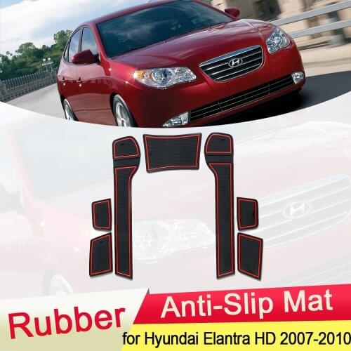 For Hyundai Elantra HD 2007 2008 2009 2010 Rubber Anti-slip Mat Door Groove Cup pad Gate slot Coaster Interior Car Accessories