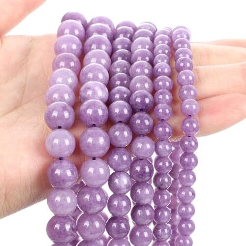 Smooth Lilac Purple Chalcedony Jades Natural Stone Beads Charm Round Loose Spacer Beads For Jewelry Making Accessories 6/8/10MM