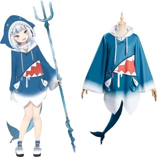 Hololive Gawr Gura Cosplay Costume ENG Shark Costume for Women Halloween Cosplay Full Set
