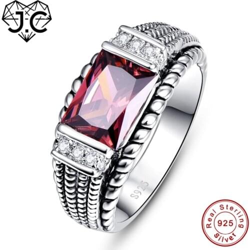 J.C Top Quality Spessartine Garnet & Blue Topaz Real 925 Sterling Silver Ring Size 6 7 8 9 Unisex Anniversary Fine Jewelry Gift
