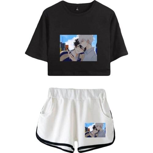 Link Click Print Summer Women/Girl Sets Sexy Short Tops+shorts Elastic Waist Suit Two Piece Set