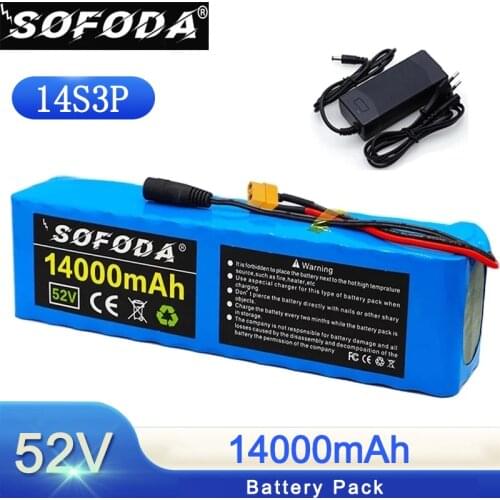 52v lithium ion battery 52v 14Ah 1000w 14S3P Lithium ion Battery Pack For 58.8v E-bike Electric bicycle Scooter with BMS+charger