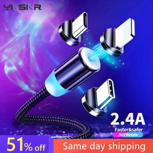 1m 2m Magnetic Cable LED Micro usb Type C Magnetic usb Charging Cable For iPhone X 7 8 XS Max XR Huawei Samsung xiaomi LG