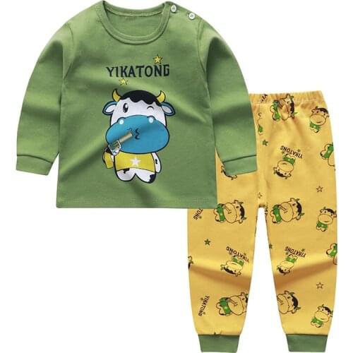 2020 Baby 0-2 Years Clothing Wear New Born Baby Suit For Boy Girl Clothes Green Cow Tshirts Trousers Sets Outfits