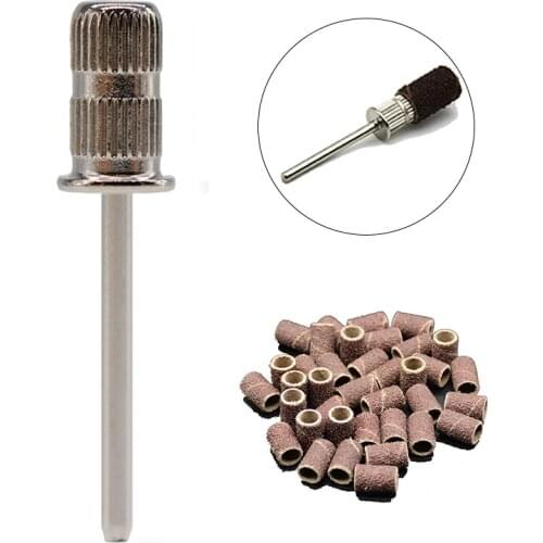 MAOHANG 50PCS Nail Electric Drill Sanding Bands+1PCS Sanding Band Mandrel Handle For Nail Manicure Pedicure Machine tools