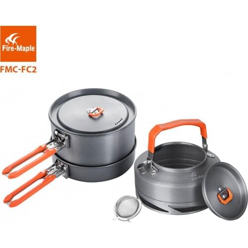 Fire Maple Camping Utensils Dishes Cookware Set Picnic Hiking Heat Exchanger Pot Kettle FMC-FC2 Outdoor Tourism Tableware