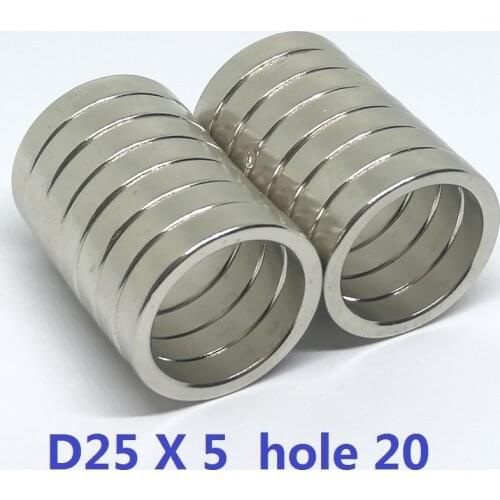 1 / 2 / 5 / 10 / 20 unids / batch magnetic ring 25 * 5 holes 20 N35 strong mm NdFeB magnet 25x5 neodymium permanent magnet