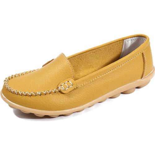 2021 Spring and Summer New Fashion Womens Flat Shoes; Comfortable and Lightweight Leather Nurse Shoes Soft Sole Womens Shoes