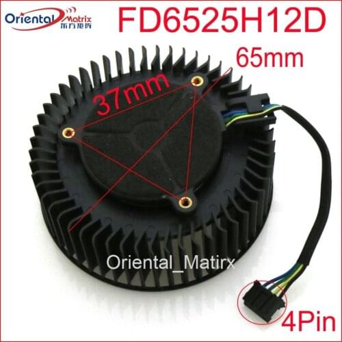 Free Shipping FD6525H12D 65mm 12V 1.3A 4 Pin Video Card Cooler Fan For AMD Radeon R9 270 270X Graphics Card Cooling Fan