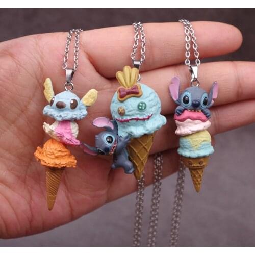 Disney Lilo & Stitch Titanium Steel Necklace Cartoon Anime Figure Model Creative Cartoon Doll Pendant Childrens Accessories