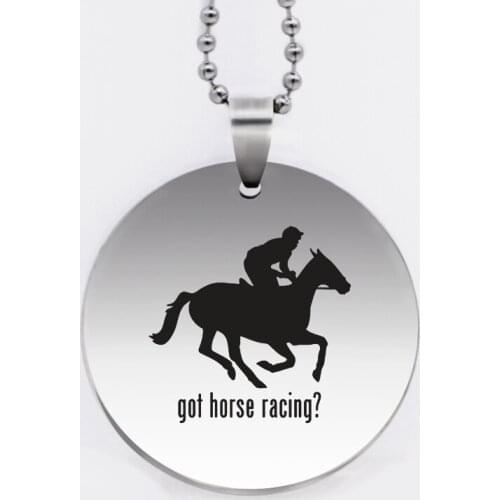 Ufine jewelry racing horse pendant army card got horse racing round disc stainless steel customed necklace N4515