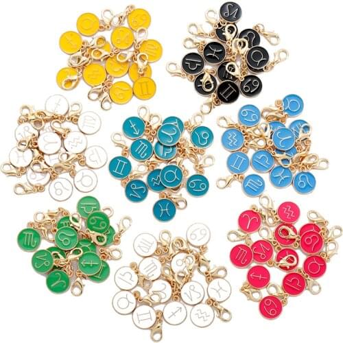 12pcs/lot 8 Color 12 Constellation Charms Double Face Enamel Charms Charms pendants jewelry making Handmade craft ccessories