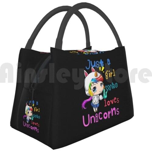 Portable Insulation Bag Just A Girl Who Loves Unicorns Chibi Anime Anime Girl Kawaii Chibi Ecchi Chill