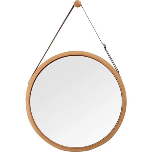 Simple Vanity Mirror Bathroom Mirror Wall Hanging Decorative Round Mirror Wooden Full-Length Mirror