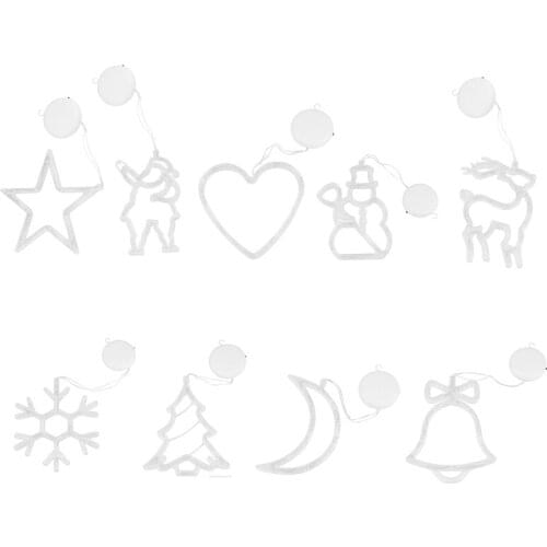 Christmas Bell Snowman Star Lights Holiday Window Decor LED Sucker Lights For Party Home Decor Bell Battery Power