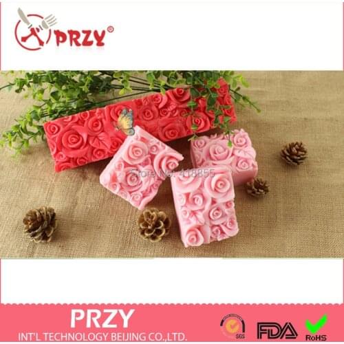 Silicone Toast Soap Mold Handmade Mold with Leaves Fondant Cake Direction Silica Gel Valentines Day Rose Flowers Moulds PRZY