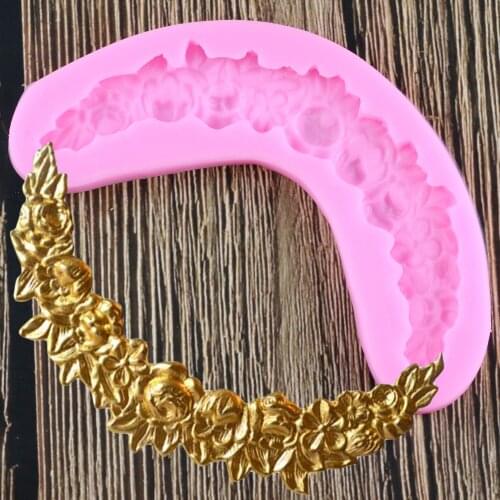 Flower Wreath Border Silicone Mold Cake Decorating Tools Resin Polymer Clay Fondant Chocolate Candy Gumpaste Mould