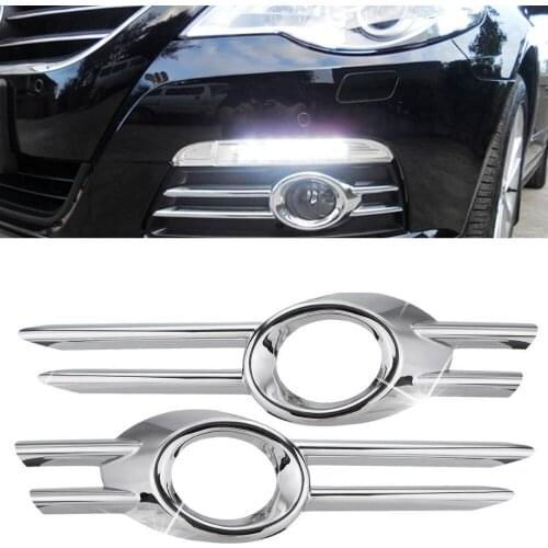 TAIHONGYU Pair Chrome Bumper Fog Light Lamp Cover Grille Trim Fit for VW Passat CC 2009-2011