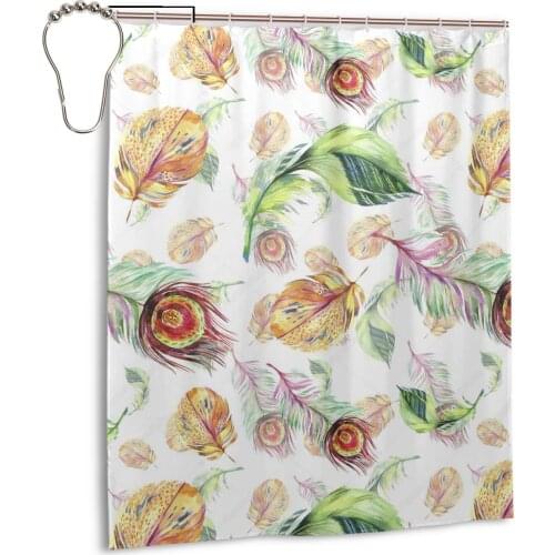 High Quality Printed Peacock Feathers Fabric Shower Curtains Screen ery Waterproof Products Bathroom Decor