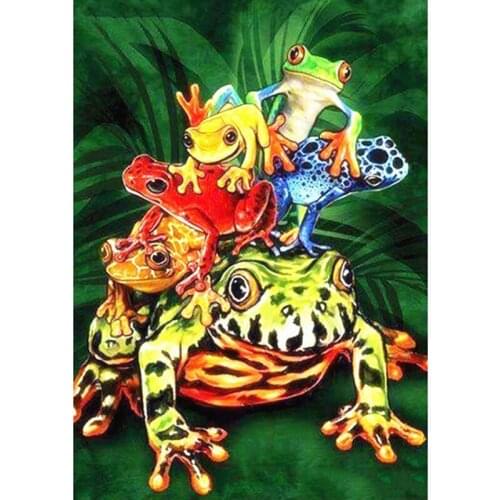 YI BRIGHT Full Diamond Painting Cross Stitch Frog Family Diamond Mosaic Animal Embroidery Handmade New Arrival Home Decoration