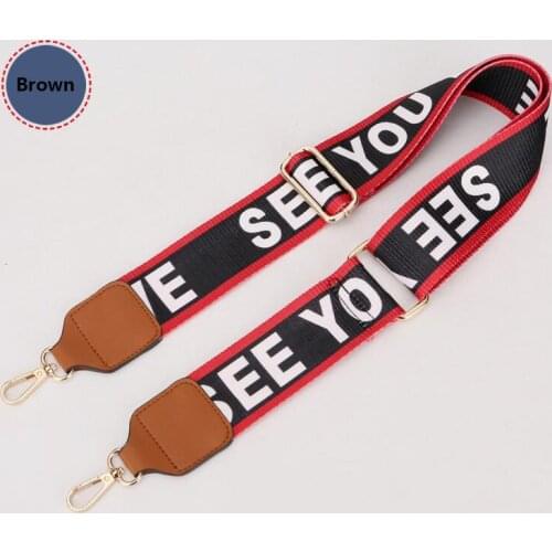Women Adjustable Shoulder Straps Famous Brand Female Guitar Strap Female Strap Bag Straps Gold Buckle Bag Accessories Brown