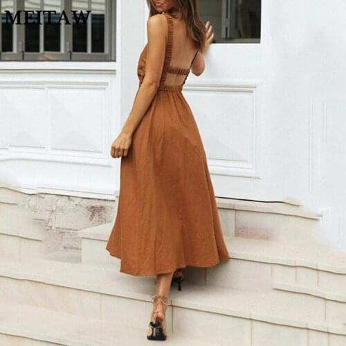 2021 Fashion Women Summer Backless Sexy Dress Ladies Spaghetti Strap Boho Long Maxi Dress Female Vintage Beach Dress