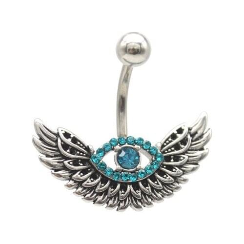 Blue Eye Belly Bar Navel Ring Nombril Ombligo Women CZ Fashion Body Piercing Jewelry 14G curved barbell