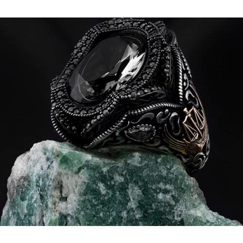 Sterling silver Turkish handmade jewelry onyx mens ring