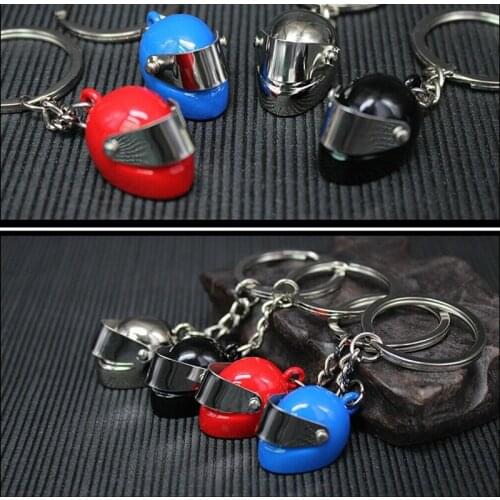 2021 Creative Gift Car Metal Keychain Motorcycle Helmet Key Chain Fashion Stereo Safety Car Key Ring Jewelry Auto-Accessories